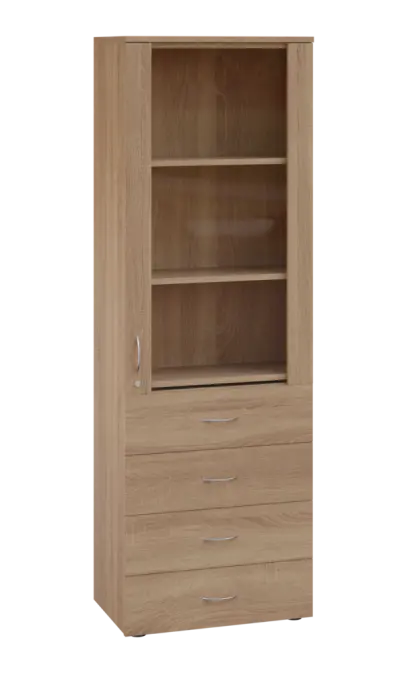 LE - 64 skříň léková prosklená, pravá, dub bardolino